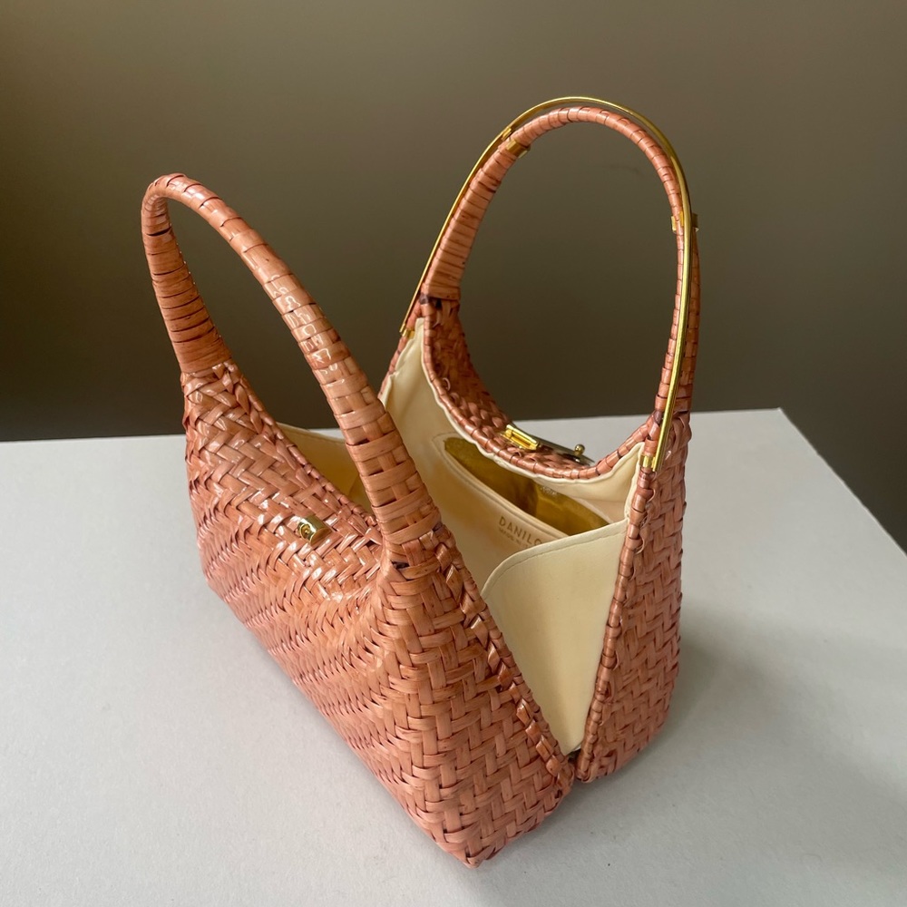 Vintage Danilo Italy Straw Intrecciato Woven Wicker Handbag - Picture 4 of 10